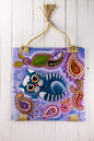 Heavenly Kitten Glass Panel Wall Art - Hand-Painted Fused-Glass Panel with Vibrant Colors and Whimsical Patterns, 26 cm