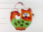 Hand-painted heartwarming cat glass artwork with vibrant patterns