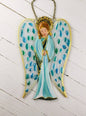 Big Guardian AngelGlass Wall Art in Clear & Blue - Handmade Fused-Glass Decor with Vibrant Colors and Intricate Patterns