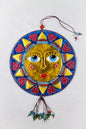 Big Sun Symbol Talisman Glass Artwork - Hand-Painted Fused-Glass Decor with Vibrant Colors and Intricate Patterns, Blue