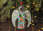 Guardian Angel Glass Wall Art in Mint & Grey - Handmade Fused-Glass Decor with Vibrant Colors and Intricate Patterns