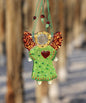 Guardian Angel of Love with Red Heart Glass Wall Art in Green - Handmade Fused-Glass Decor with Intricate Patterns