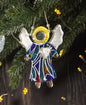Guardian Angel of Love with Red Heart Glass Wall Art in Blue & Clear - Handmade Fused-Glass Decor with Intricate Patterns