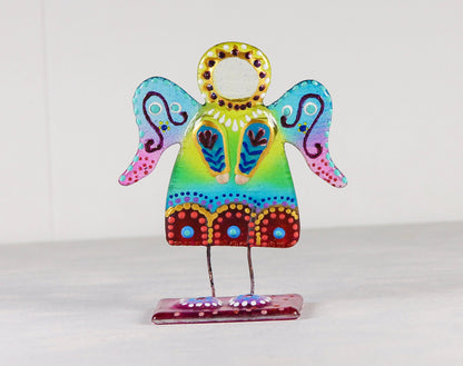 Guardian Angel on a Stand Glass Wall Art - Handmade, Personalized Gift,Green & Blue