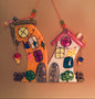 Colorful Houses - A Symbol of Family Unity Glass Artwork - Hand-Painted Fused-Glass Decor with Vibrant Colors and Intricate Patterns, Orange