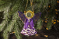 Guardian Angel Glass Wall Art in Purple & Gold - Handmade Fused-Glass Decor with Vibrant Colors and Intricate Patterns