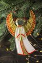 Guardian Angel Glass Wall Art in White & Gold - Handmade Fused-Glass Decor with Vibrant Colors and Intricate Patterns