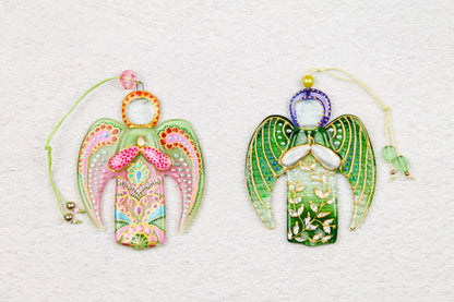 Guardian Angel Glass Wall Art in Pink & Yellow - Handmade Fused-Glass Decor with Vibrant Colors and Intricate Patterns