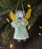 Guardian Angel of Love with Red Heart Glass Wall Art in White & Gold - Handmade Fused-Glass Decor