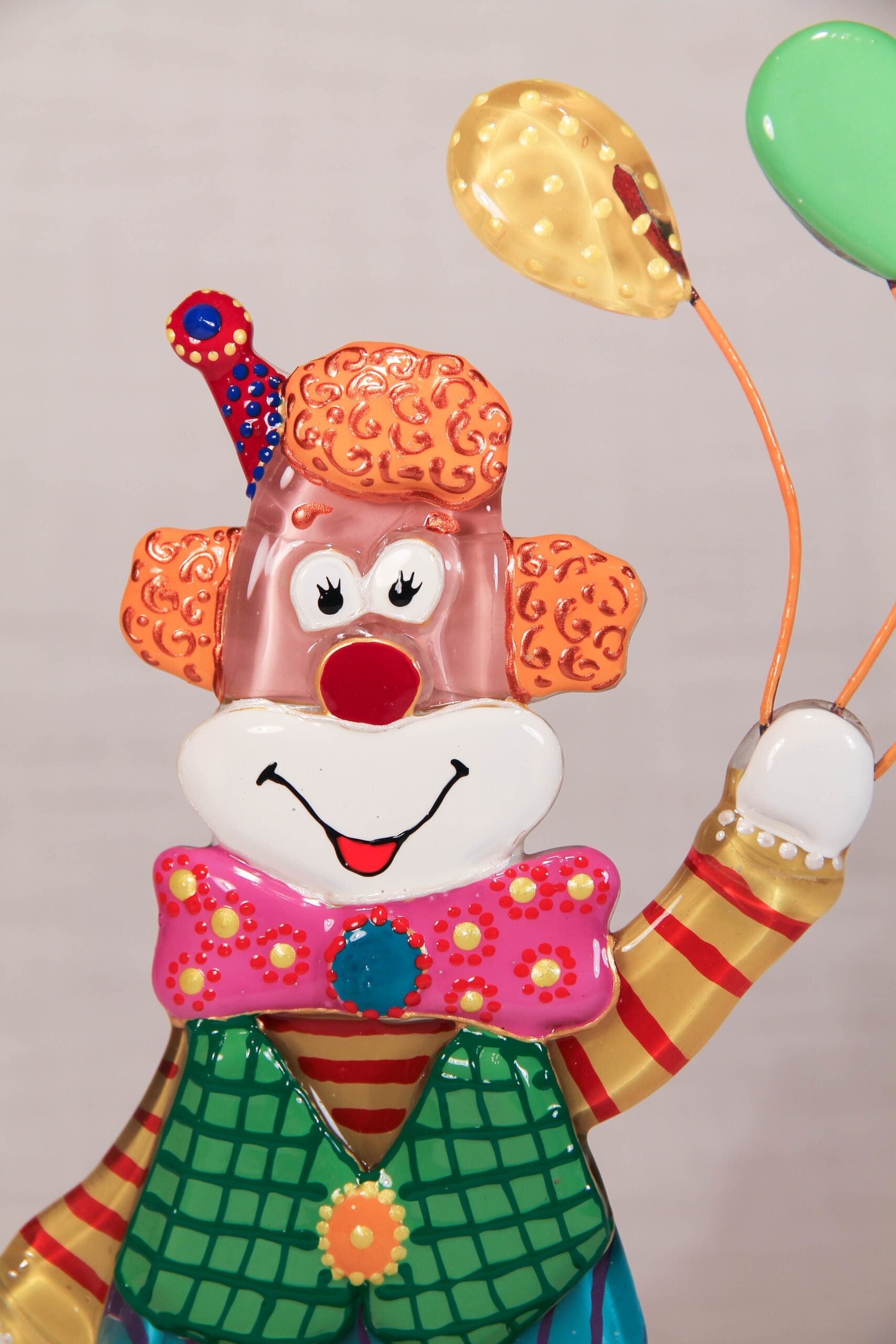 Cheerful Clown on the Stand Big Glass Artwork - Hand-Painted Fused-Glass Decor with Joyful Clown, 20 cm