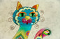 Loving Cat on the Stand Big Glass Artwork - Hand-Painted Fused-Glass Decor with Delightful Cat Perched, 25 cm, Rainbow