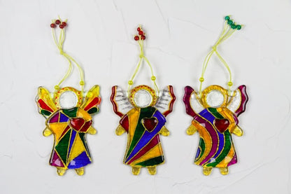 Guardian Angel of Love Glass Art Suncatcher, Multicolored Geometric, 11 cm