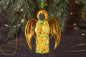 Guardian Angel Glass Wall Art in Yellow & Gold - Handmade Fused-Glass Decor with Vibrant Colors and Intricate Patterns