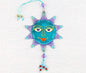 Hand-Painted Sun Symbol Talisman Glass Artwork - Blue Suncatcher, 14 cm Diameter, Symbol of Renewal and Warmth