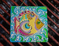 Fish Glass Panel Wall Art - Hand-Painted Fused-Glass Panel with Vibrant Colors and Playful Patterns, Yellow, 26 cm