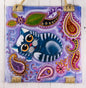 Heavenly Kitten Glass Panel Wall Art - Hand-Painted Fused-Glass Panel with Vibrant Colors and Whimsical Patterns, 26 cm