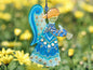 Guardian Angel Glass Wall Art in Light Blue & Gold - Handmade Fused-Glass Decor with Vibrant Colors and Intricate Patterns