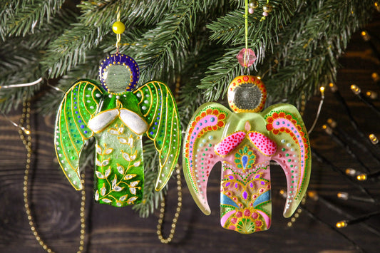 Guardian Angel Glass Wall Art in Pink & Yellow - Handmade Fused-Glass Decor with Vibrant Colors and Intricate Patterns