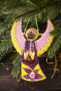 Guardian Angel Glass Wall Art in Purple & Pink - Handmade Fused-Glass Decor with Vibrant Colors and Intricate Patterns