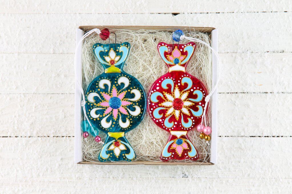 Colorful and Intricate Sweet Candy Glass Wall Art - 12 cm - Handmade Personalized Gift