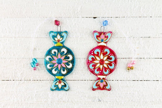 Colorful and Intricate Sweet Candy Glass Wall Art - 12 cm - Handmade Personalized Gift