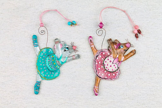 Mouse Ballerina Glass Wall Art Hanging Handmade Personalized Gift, 13 cm