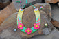 Hand-Painted Glass Horseshoe with Flowers Wall Art - Yellow, 16 cm, Symbol of Good Luck and Prosperity