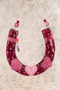 Hand-Painted Lucky Horseshoe with Hearts Wall Art - Pink, 16 cm, Symbol of Good Luck and Prosperity