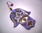 Hand-Painted Hamsa Glass Wall Art - Purple, 15 cm, 18 cm, Symbol of Protection and Positive Energy