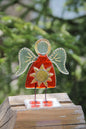 Guardian Angel of Sun Glass Art on a Stand - Handcrafted Celestial Masterpiece