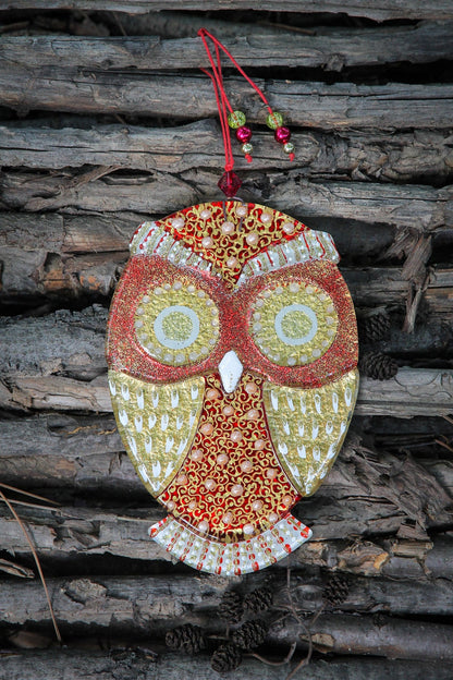 Fortune Owl Big Glass Wall Art - Handmade, Personalized Decor, Purple , 20 cm - Now