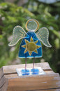 Guardian Angel of Sun Glass Art on a Stand - Handcrafted Celestial Masterpiece