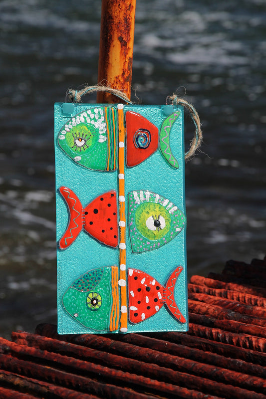 Striking Modern Fish Glass Panel Artwork - Hand-Painted, Personalized Decor, 23 cm - Now