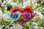 Birds in Love on Heart Glass Wall Art - Handmade, Romantic Decor, 12 cm - Now