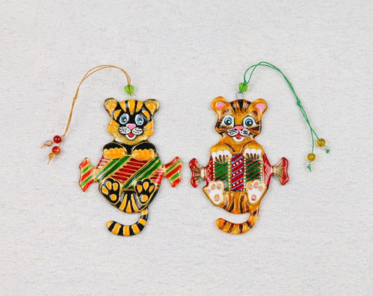 Adorable Tiger Cub with Candy Glass Wall Art - Handmade, Personalized Decor, 12 cm - Now