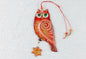 Pair of Wise Owls with Sun and Moon Symbols Glass Artwork - Hand-Painted, Personalized Home Decoration, Blue & Red, 20 cm - Now