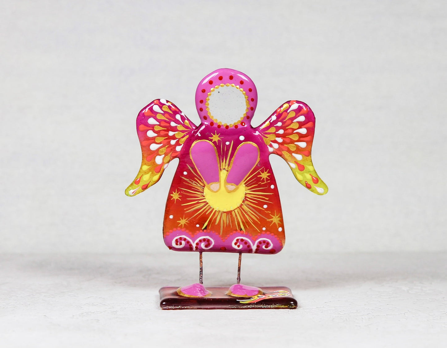 Solar, Lunar, and Star Guardian Angels Glass Wall Art - 11 cm Handcrafted Masterpieces