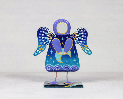 Solar, Lunar, and Star Guardian Angels Glass Wall Art - 11 cm Handcrafted Masterpieces
