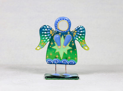 Solar, Lunar, and Star Guardian Angels Glass Wall Art - 11 cm Handcrafted Masterpieces