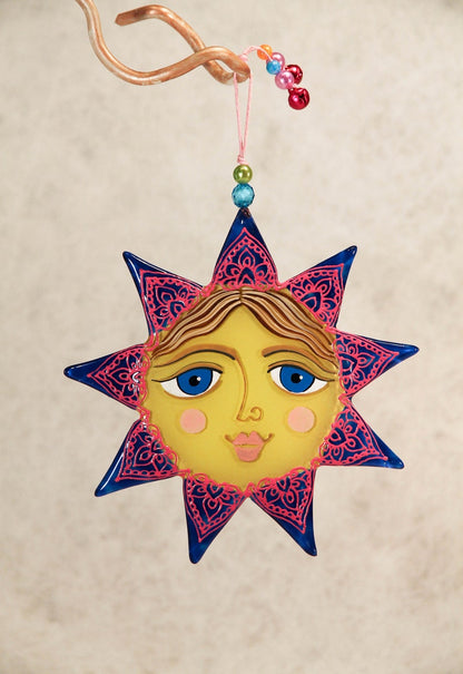 Mandala Talisman Glass Artwork Personalized Suncatcher, Yellow, 14 cm