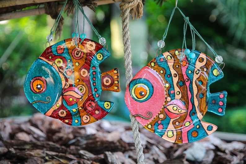 Vibrant Big Glass Fish Wall Art - Hand-Painted, Personalized Decor, 15 cm - Now