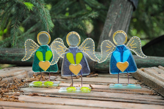 Exquisite Guardian Angel of Love Glass Wall Art - Handcrafted, Personalized Home Decor