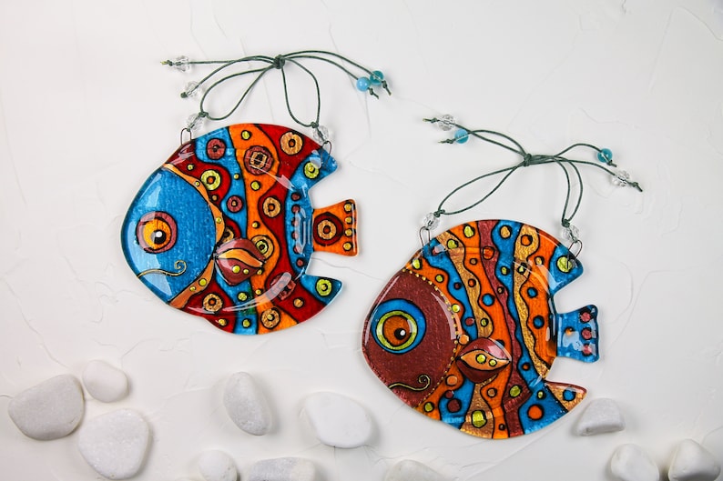 Vibrant Big Glass Fish Wall Art - Hand-Painted, Personalized Decor, 15 cm - Now