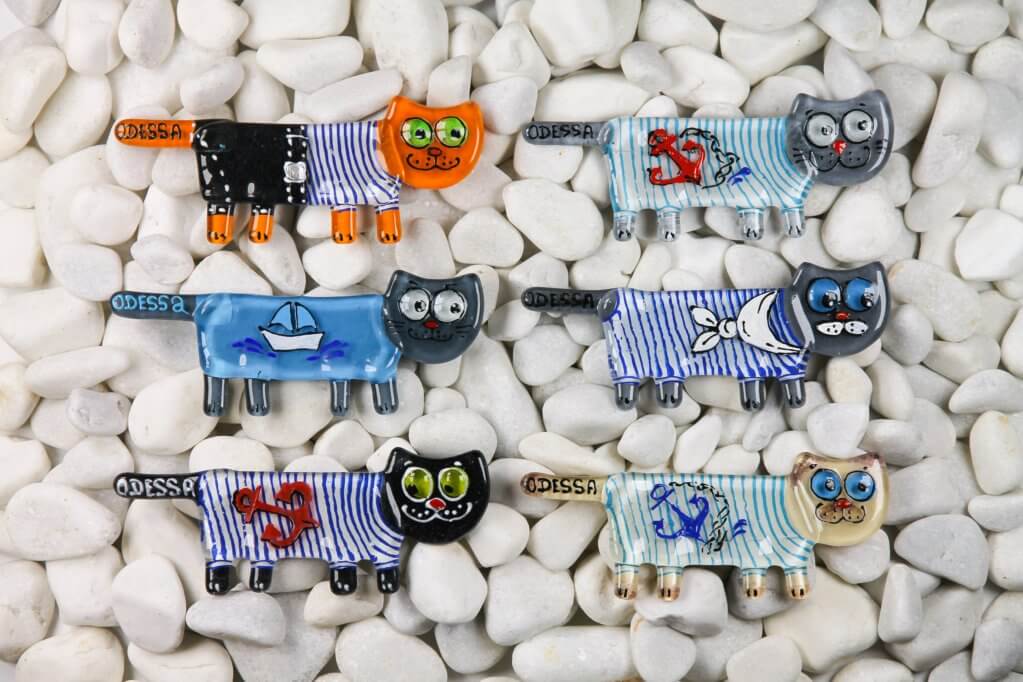 Sailor Cat Straight Tail Glass Fridge Magnet - Hand-Crafted, Hand-Painted, Personalized Tourist Souvenir, 12 x 4 cm