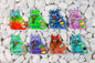 Chubby Cat eats Fish Glass Fridge Magnet - Hand-Crafted, Hand-Painted, Personalized Tourist Souvenir, 6 x 4 cm