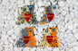A Couple of Cats in Love with a Heart Big Glass Fridge Magnet - Hand-Crafted, Hand-Painted, Personalized Tourist Souvenir, 12 x 12 cm