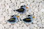 Black Seagull in a Sailor Suit Glass Fridge Magnet - Hand-Crafted, Hand-Painted, Personalized Tourist Souvenir, 10 x 10 cm