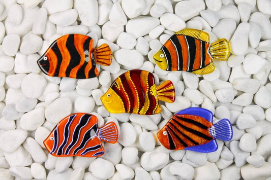 Blue Bright Fish Parrot Glass Fridge Magnet - Hand-Crafted, Hand-Painted, Personalized Tourist Souvenir, 6 x 11 cm