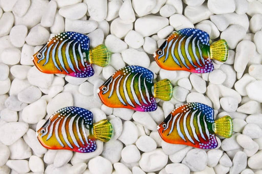 Blue Fish Parrot Glass Fridge Magnet - Hand-Crafted, Hand-Painted, Personalized Tourist Souvenir, 6 x 11 cm