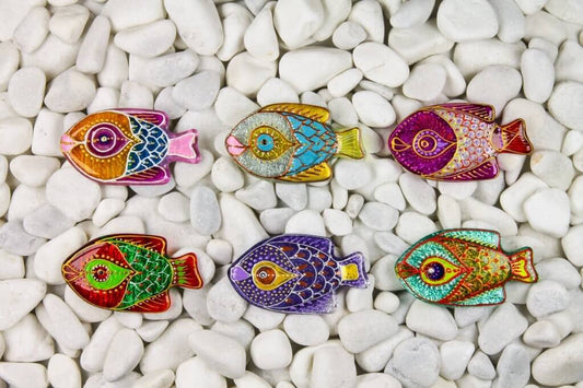 Blue Fish Lollipop Glass Fridge Magnet - Hand-Crafted, Hand-Painted, Personalized Tourist Souvenir, 4 x 9 cm